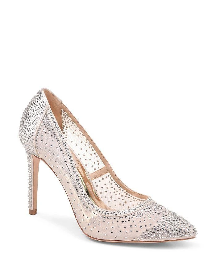 商品Badgley Mischka|缎面网纱尖头高跟鞋,价格¥477,第1张图片