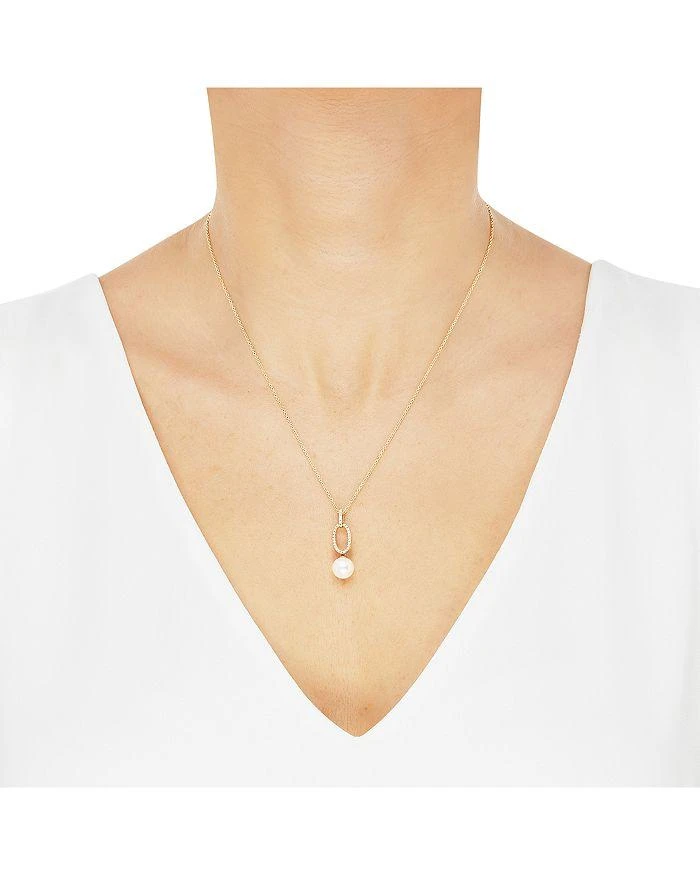 商品Bloomingdale's|14K Yellow Gold Cultured Freshwater Pearl & Diamond Pendant Necklace, 18" - Exclusive,价格¥3506,第2张图片详细描述