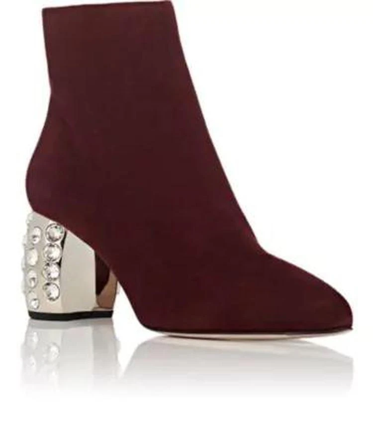 商品Miu Miu|Embellished-Heel Suede Ankle Boots,价格¥5724,第2张图片详细描述