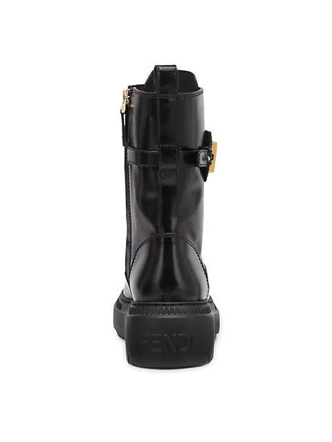 商品Fendi|Logo Leather Lug-Sole Combat Boots,价格¥11846,第5张图片详细描述
