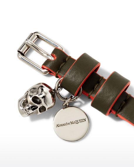 商品Alexander McQueen|Men's Graffiti Skull Leather Wrap Bracelet,价格¥2375,第7张图片详细描述