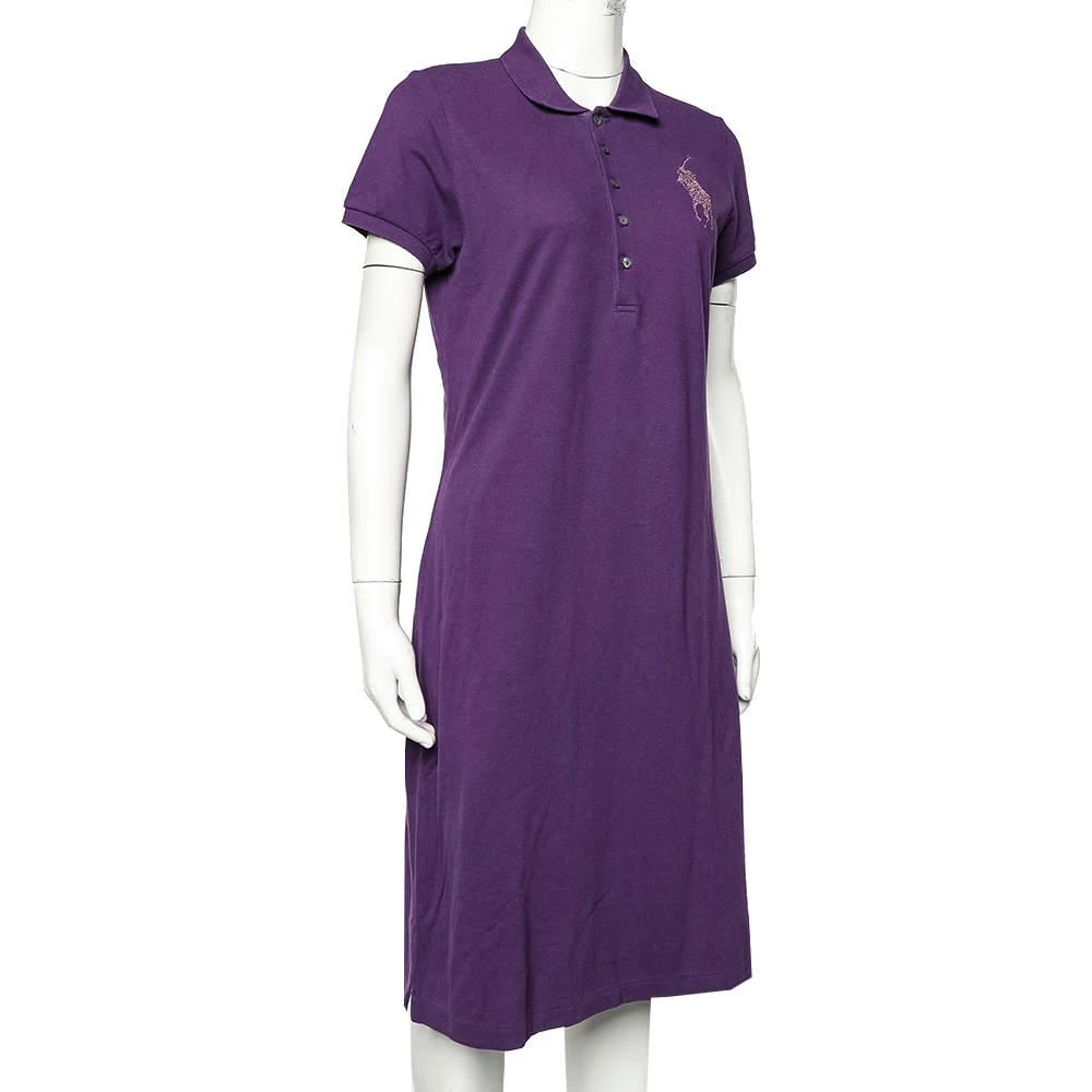 商品[二手商品] Ralph Lauren|Ralph Lauren Purple Cotton Pique  Embellished Logo Detail Polo T-Shirt Dress L,价格¥962,第2张图片详细描述