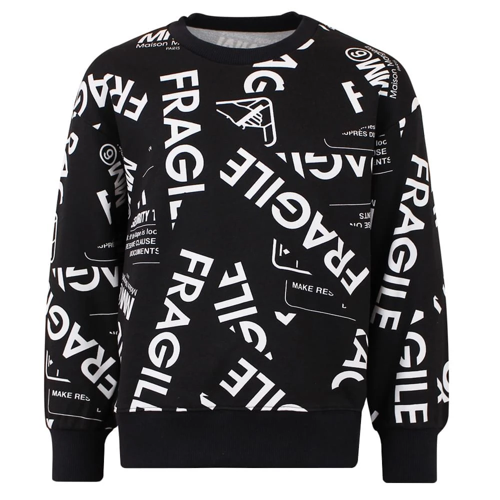 商品MAISON MARGIELA|Fragile Print Black Sweatshirt,价格¥416,第3张图片详细描述