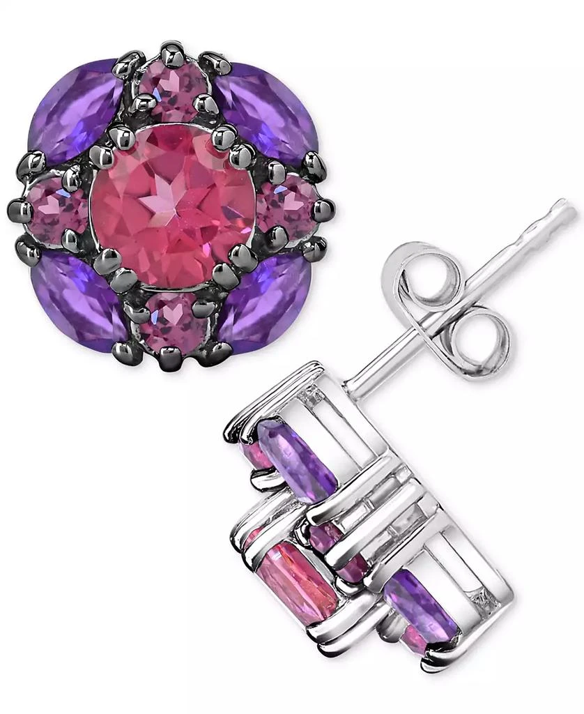 商品Macy's|Multi-Gemstone Cluster Stud Earrings (3-5/8 ct. t.w.) in Sterling Silver,价格¥1782,第1张图片