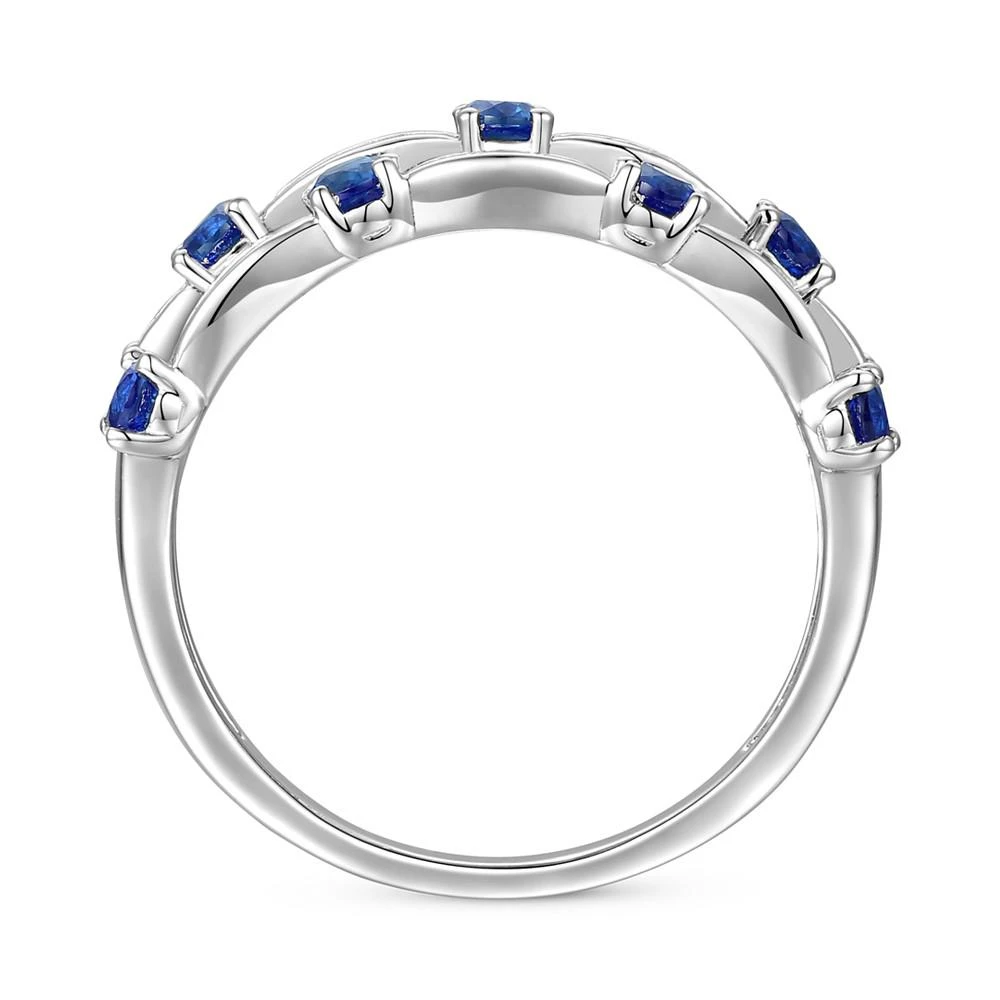 商品Macy's|Lab-Created Sapphire (7/8 ct. t.w.) & Lab-Created White Sapphire (5/8 ct. t.w.) Multirow Ring in Sterling Silver (Also in Lab-Created Emerald & Lab-Created Ruby),价格¥2062,第3张图片详细描述