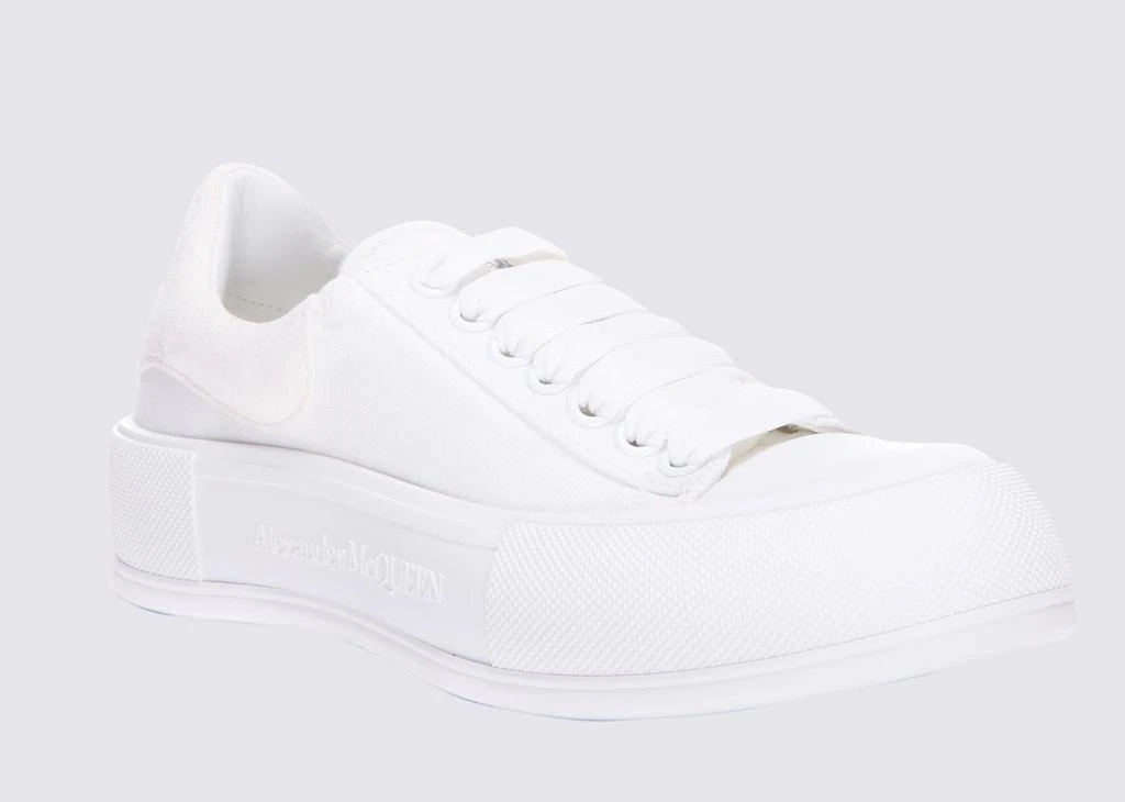 商品Alexander McQueen|ALEXANDER MCQUEEN WHITE LEATHER DECK SNEAKERS,价格¥2788,第2张图片详细描述