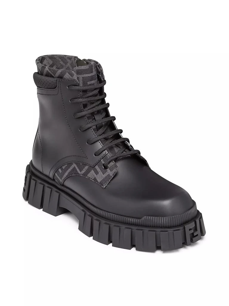 商品Fendi|Logo-Jacquard Leather Combat Boots,价格¥10869,第4张图片详细描述