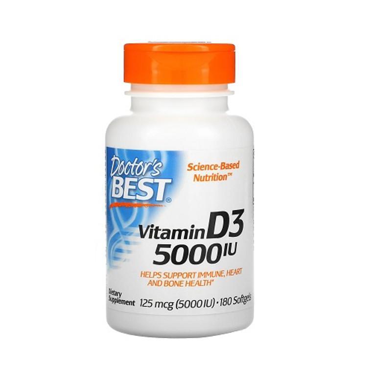 商品Doctors Best Vitamins|Doctors Best Vitamin D3 5000 IU Softgel Capsules, 180 Ea,价格¥53,第1张图片