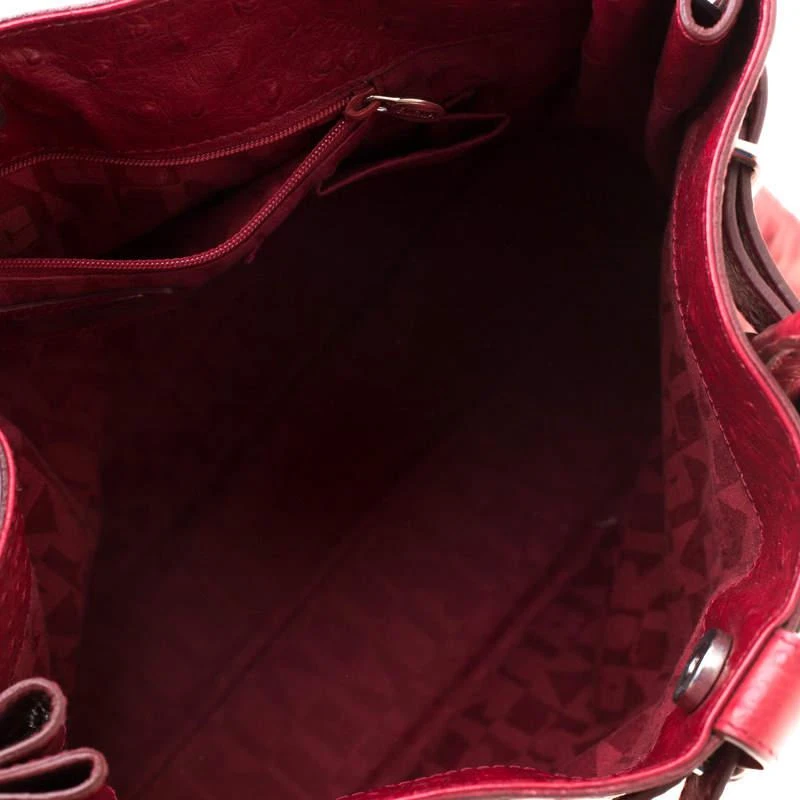 Furla Red Ostrich Embossed Leather Large Greta Tote 商品