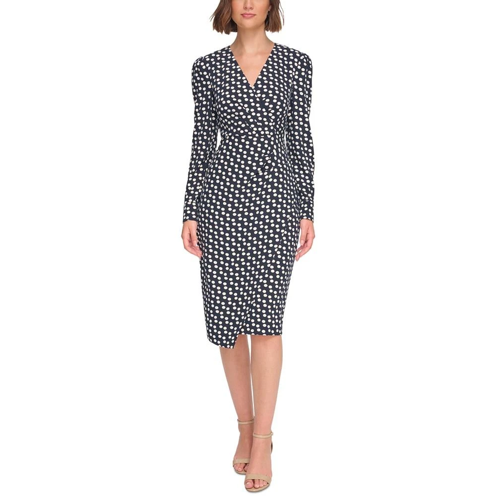 商品Tommy Hilfiger|Women's Polka-Dot Knot-Front Dress,价格¥658,第1张图片