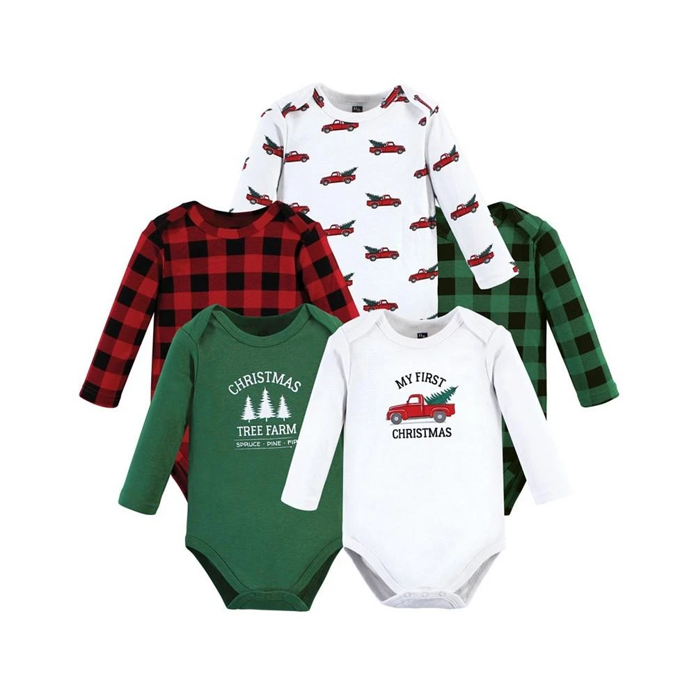 商品Hudson|Baby Girls and Boys Cotton Long-Sleeve Bodysuits, Pack of 5,价格¥166,第1张图片
