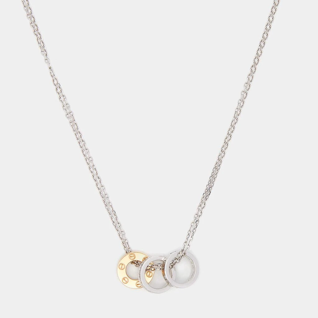 商品[二手商品] Cartier|Cartier Love Diamonds 18k Two Tone Gold 3 Loop Double Chain Necklace,价格¥19077,第1张图片