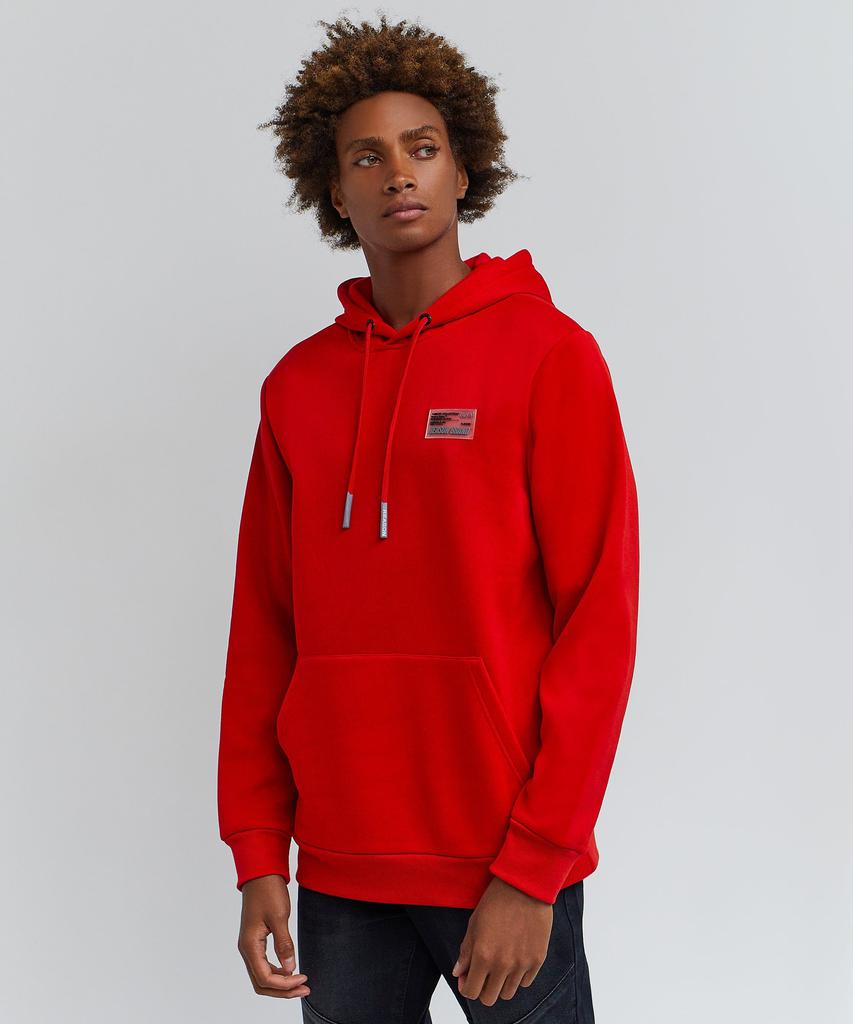 Basic Croyden Hoodie With Rubber Patch - Red商品第2张图片规格展示