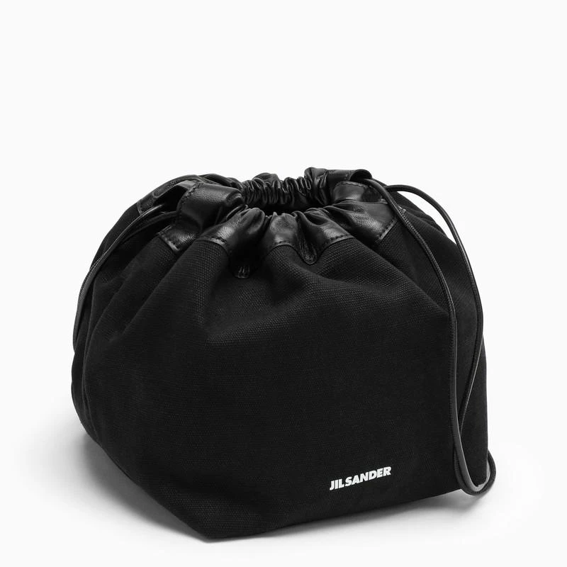 商品Jil Sander|Black canvas and leather bucket bag,价格¥4478,第3张图片详细描述
