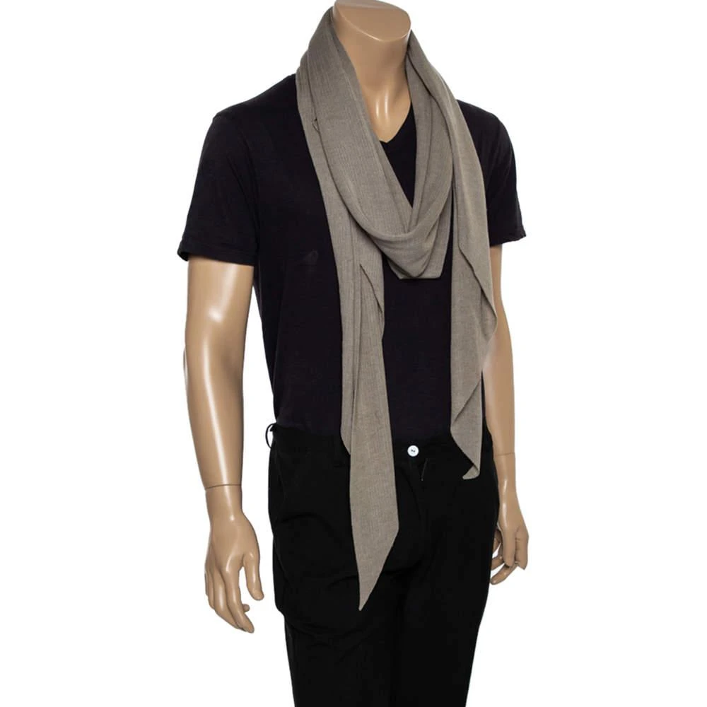 商品[二手商品] Hermes|Hermes Grey Cashmere Silk Ribbed Knit Wrap,价格¥1725,第2张图片详细描述