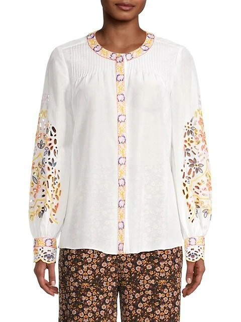 商品Kobi Halperin|Alena Embroidered Eyelet Blouse,价格¥1050,第3张图片详细描述