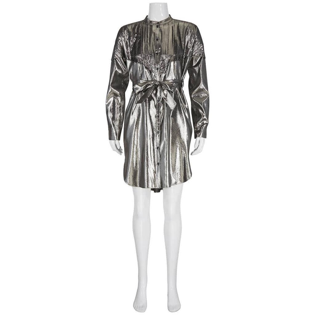 商品Burberry|Ladies Silk Lurex Shirt Dress With Pleats,价格¥10941,第1张图片