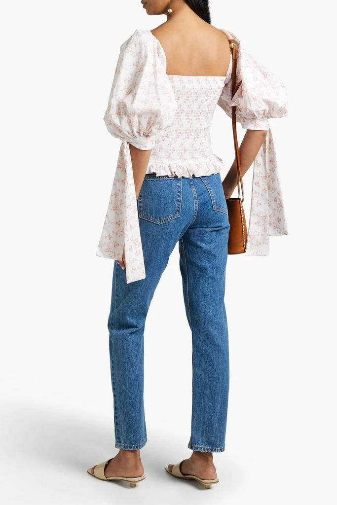 商品CAROLINE CONSTAS|Nora shirred floral-print cotton-blend poplin top,价格¥1332,第3张图片详细描述