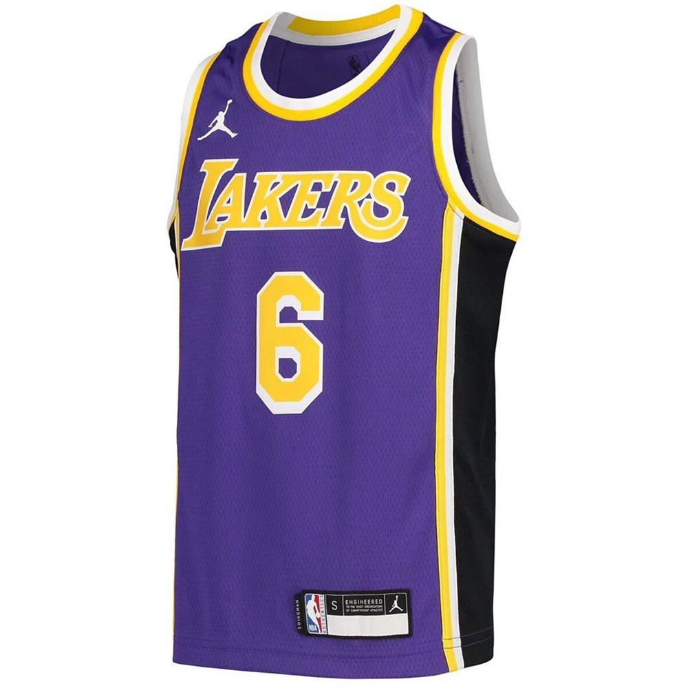 商品Jordan|Youth LeBron James Purple Los Angeles Lakers 2020/21 Player Jersey - Statement Edition,价格¥558,第3张图片详细描述