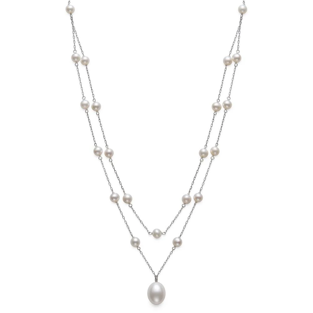 商品Belle de Mer|Cultured Freshwater Pearl (5-6mm & 9-10mm) 16" Layered Necklace in Sterling Silver,价格¥655,第1张图片