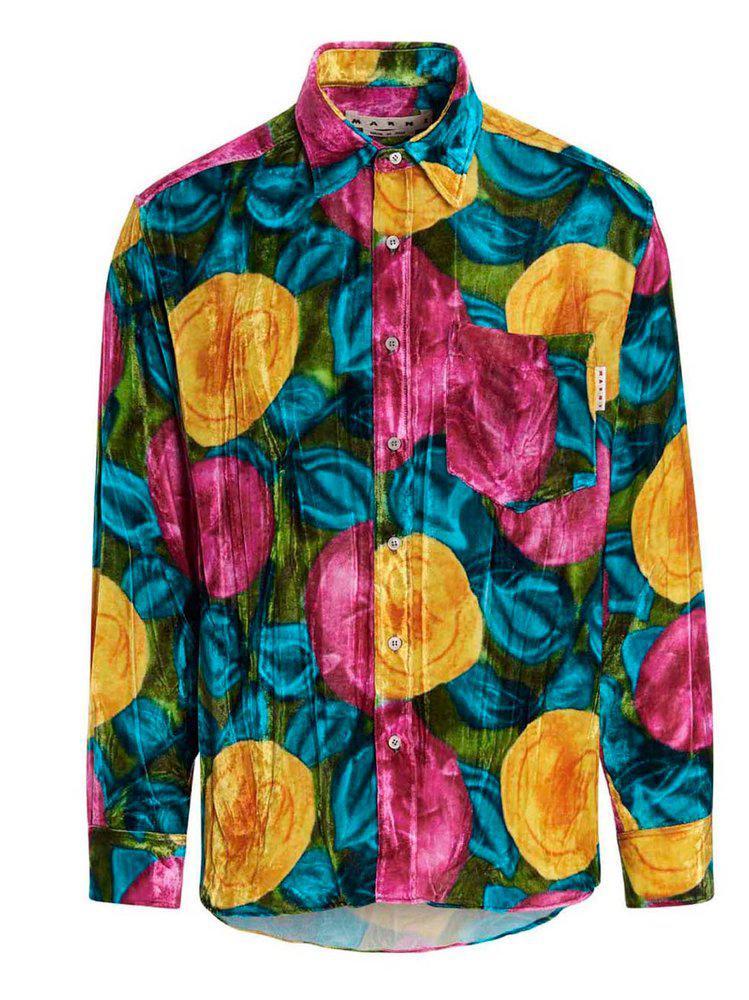 商品Marni|Marni Floral Print Buttoned Velvet Shirt,价格¥2850-¥3311,第1张图片