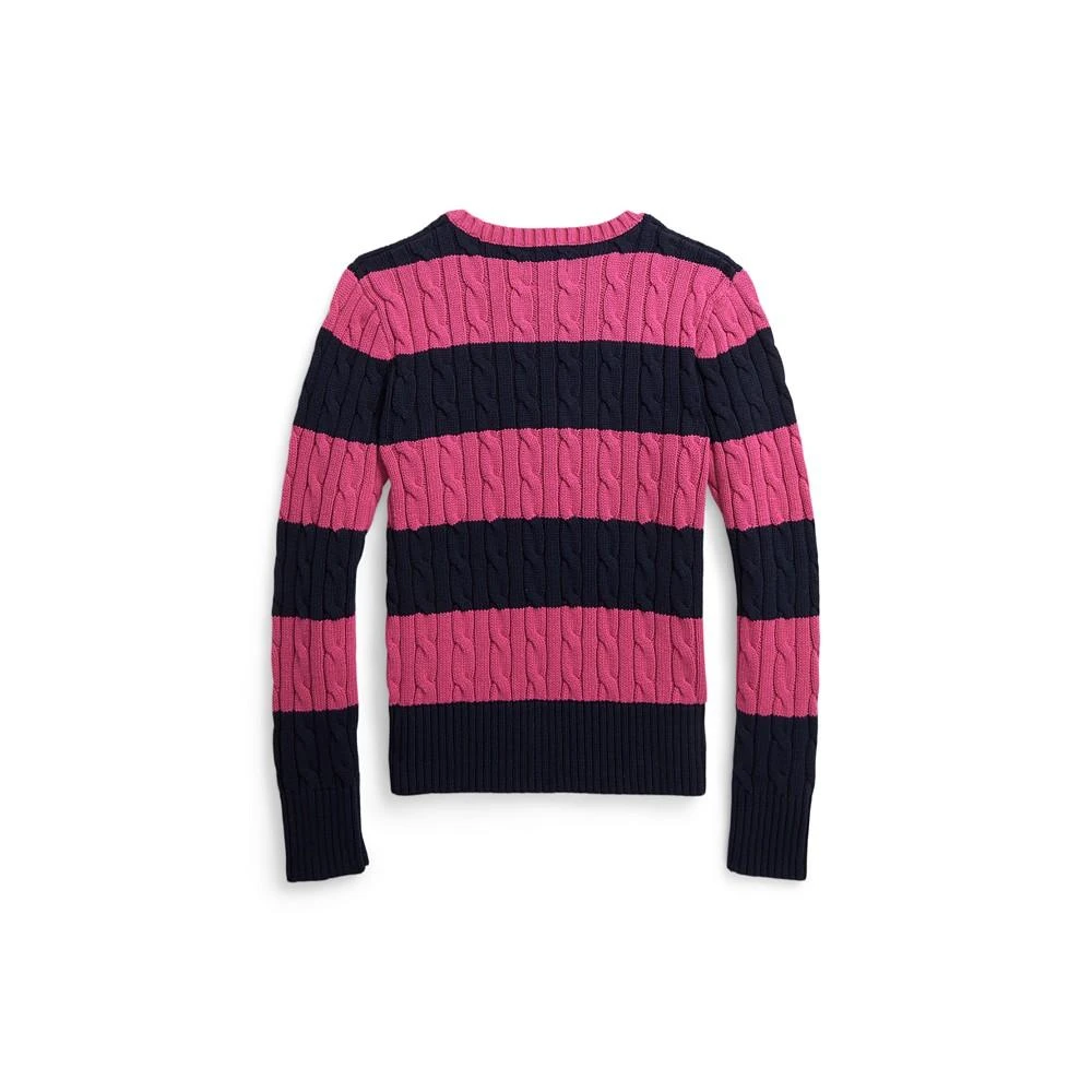 商品Ralph Lauren|Big Girls Striped Cable-Knit Cotton Sweater,价格¥258,第2张图片详细描述