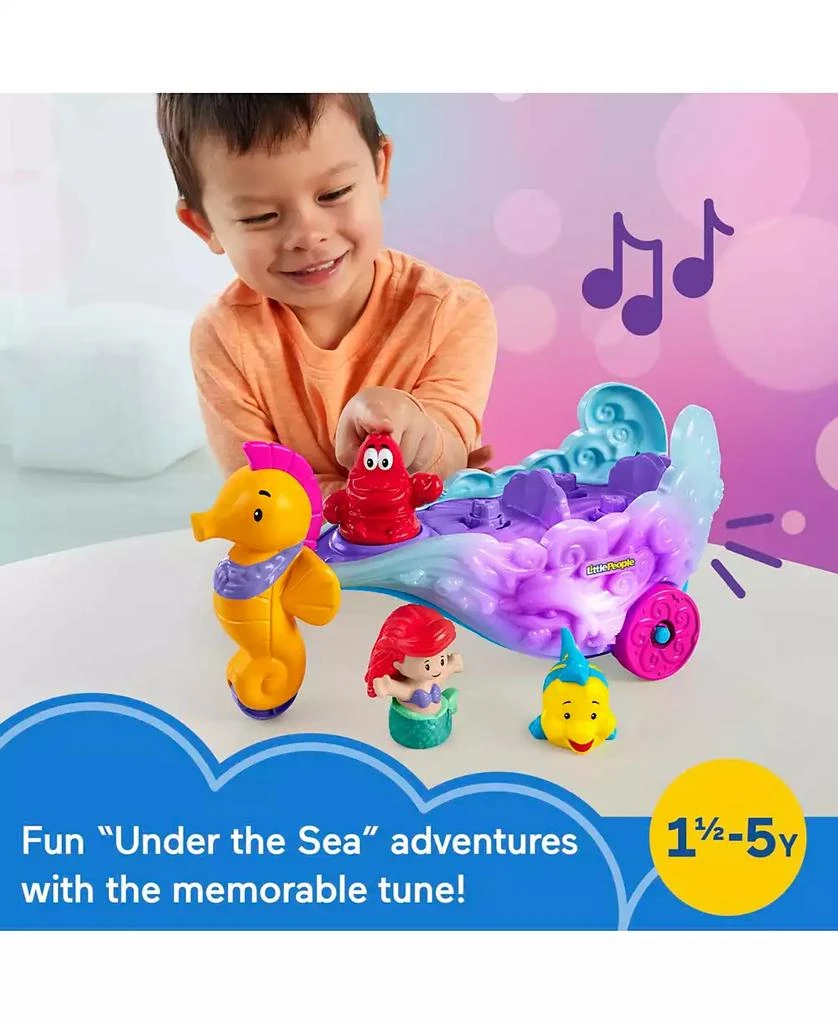 商品Fisher Price|Little People Disney Princess Ariel and Flounder Toddler Toys, Carriage with Music and Lights,价格¥135,第3张图片详细描述