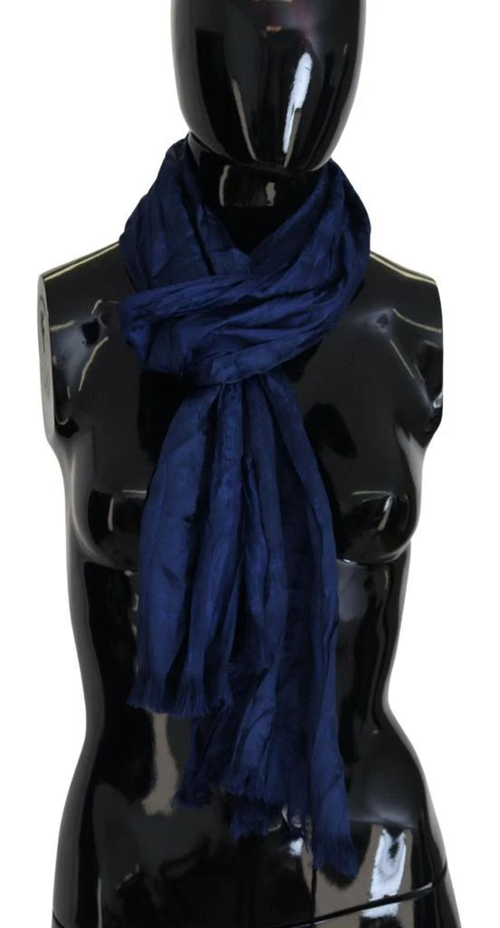 商品Costume National|Costume National Blue Silk Shawl Foulard Fringes Scarf,价格¥668,第1张图片