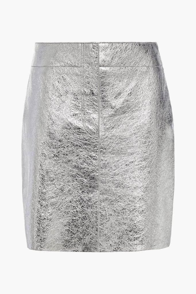 Metallic cracked-leather mini skirt商品第1张图片规格展示