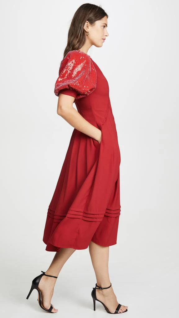 商品Self Portrait|Self Portrait Red Sequin Short Sleeve Midi Dress,价格¥1772,第4张图片详细描述