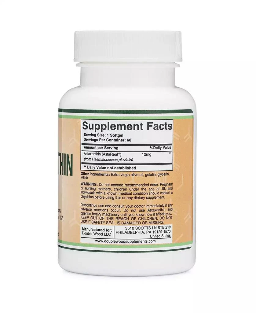 商品Double Wood Supplements|Astaxanthin (Astareal) - 60 x 12 mg softgels,价格¥187,第3张图片详细描述