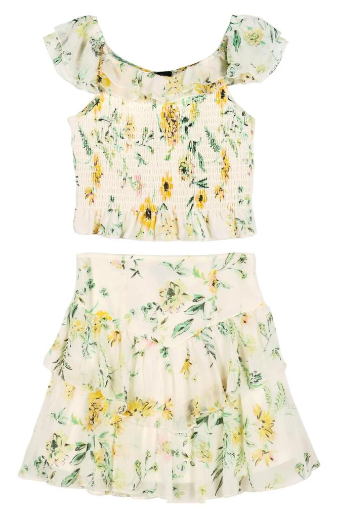 商品Zunie|Kids' Floral Chiffon Ruffle Tank & Skirt Set,价格¥178,第1张图片