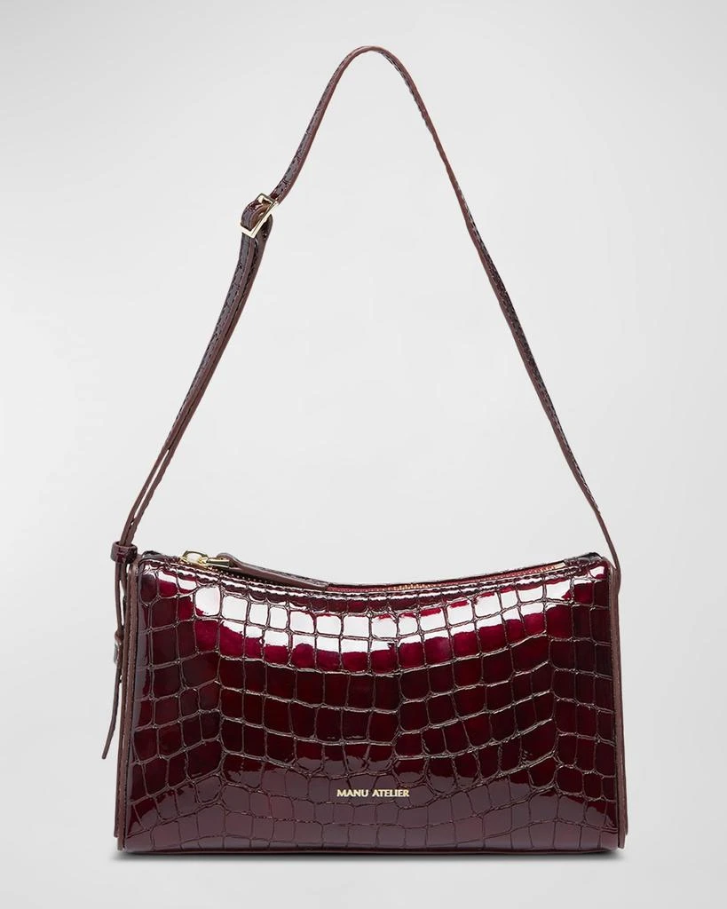 商品Manu Atelier|Mini Prism Croc-Embossed Shoulder Bag,价格¥1315,第1张图片