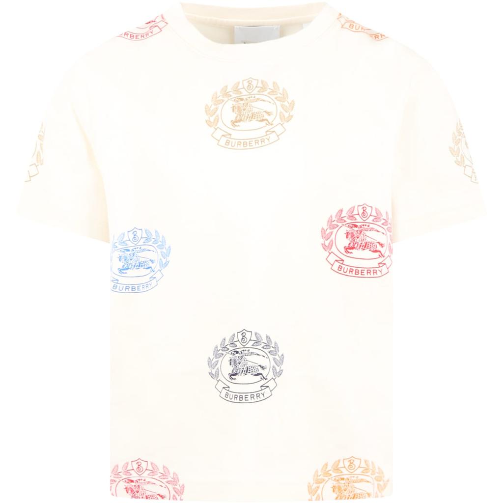 Burberry Beige T-shirt For Boy With Logo商品第1张图片规格展示