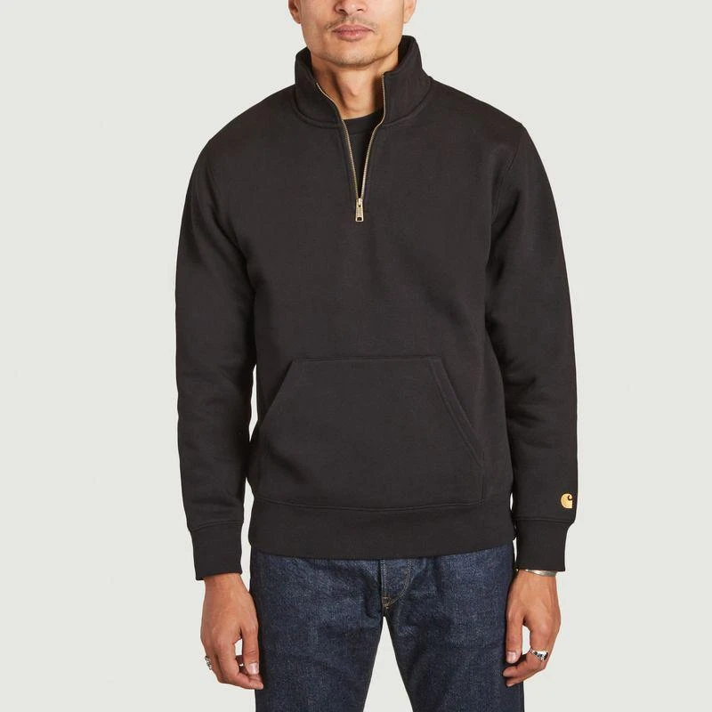 商品Carhartt|Chase Neck brushed zip-up sweatshirt Black Gold CARHARTT WIP,价格¥697,第1张图片