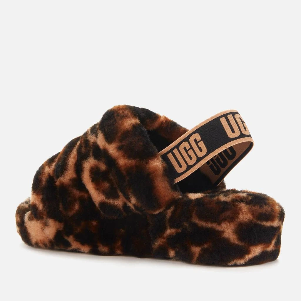 商品UGG|UGG Women's Fluff Yeah Slide Leopard Print Sheepskin Slippers - Butterscotch,价格¥523,第2张图片详细描述