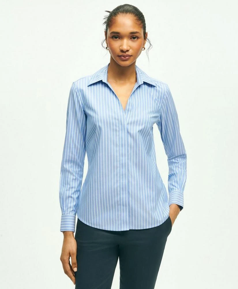 商品Brooks Brothers|Fitted Stretch Supima® Cotton Non-Iron Striped Dress Shirt,价格¥557,第1张图片