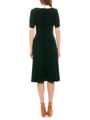 商品ALEXIA ADMOR|Contrast-Collar Flare Dress,价格¥538-¥574,第4张图片详细描述