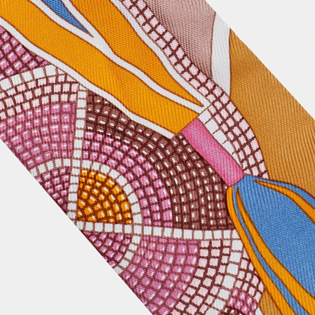 商品[二手商品] Hermes|Hermès Brown Mosaic Print Silk Twilly,价格¥1488,第3张图片详细描述