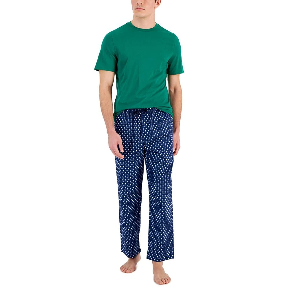 商品Club Room|Men's 2-Pc. Solid T-Shirt & Golf Ball-Print Pajama Pants Set, Created for Macy's,价格¥111,第1张图片