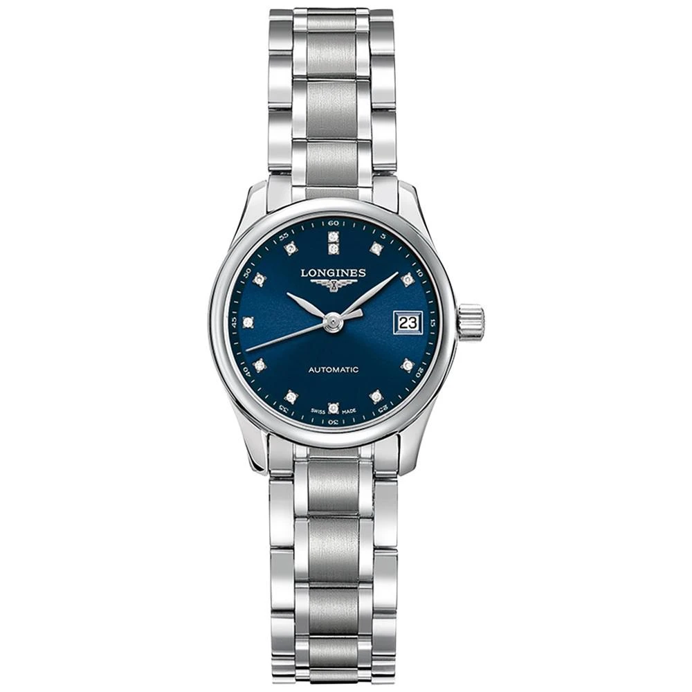 商品Longines|Women's Swiss Automatic Master Collection Diamond Accent Stainless Steel Bracelet Watch 26mm L21284976,价格¥17630,第1张图片