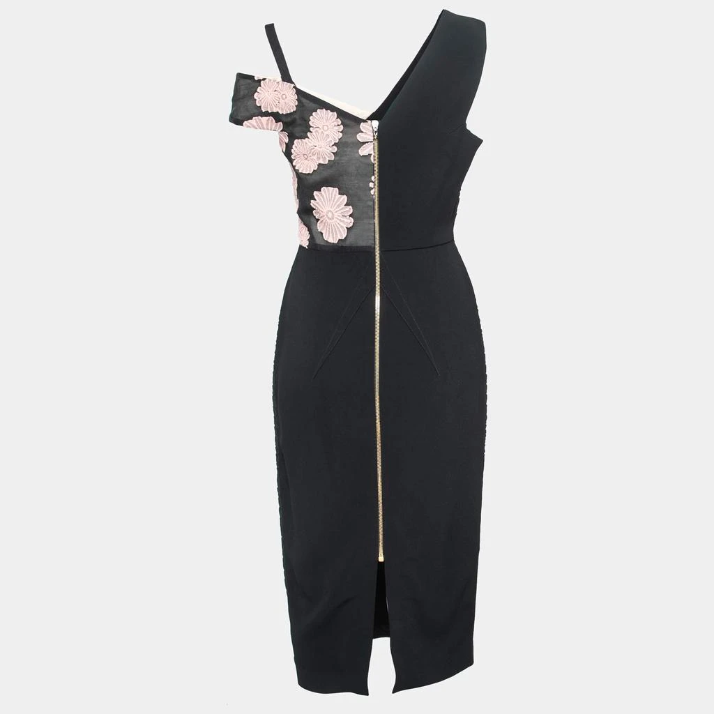 商品[二手商品] ROLAND MOURET|Roland Mouret Black Floral-Embroidered Crepe Off-Shoulder Camley Dress M,价格¥3027,第2张图片详细描述
