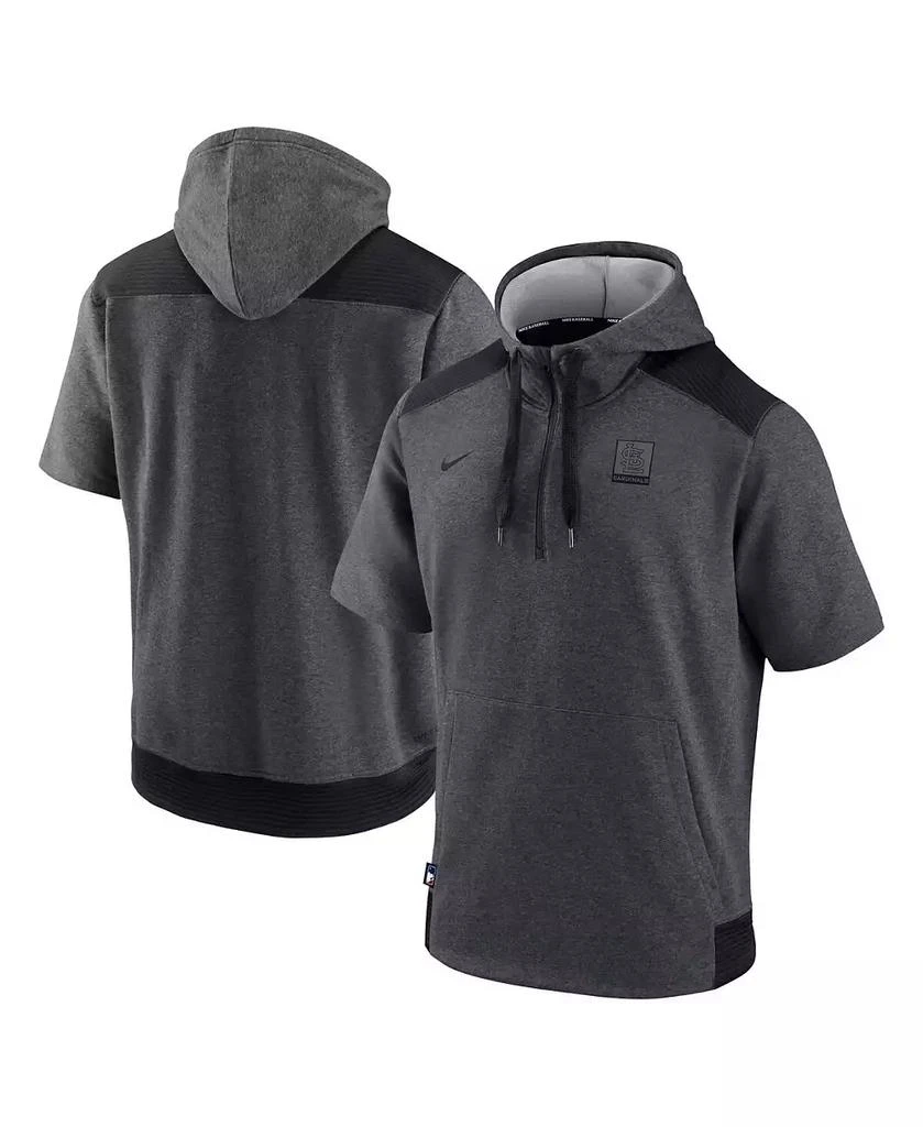 商品NIKE|Men's Heathered Charcoal, Black St. Louis Cardinals Authentic Collection Dry Flux Performance Quarter-zip Short Sleeve Hoodie,价格¥594,第1张图片