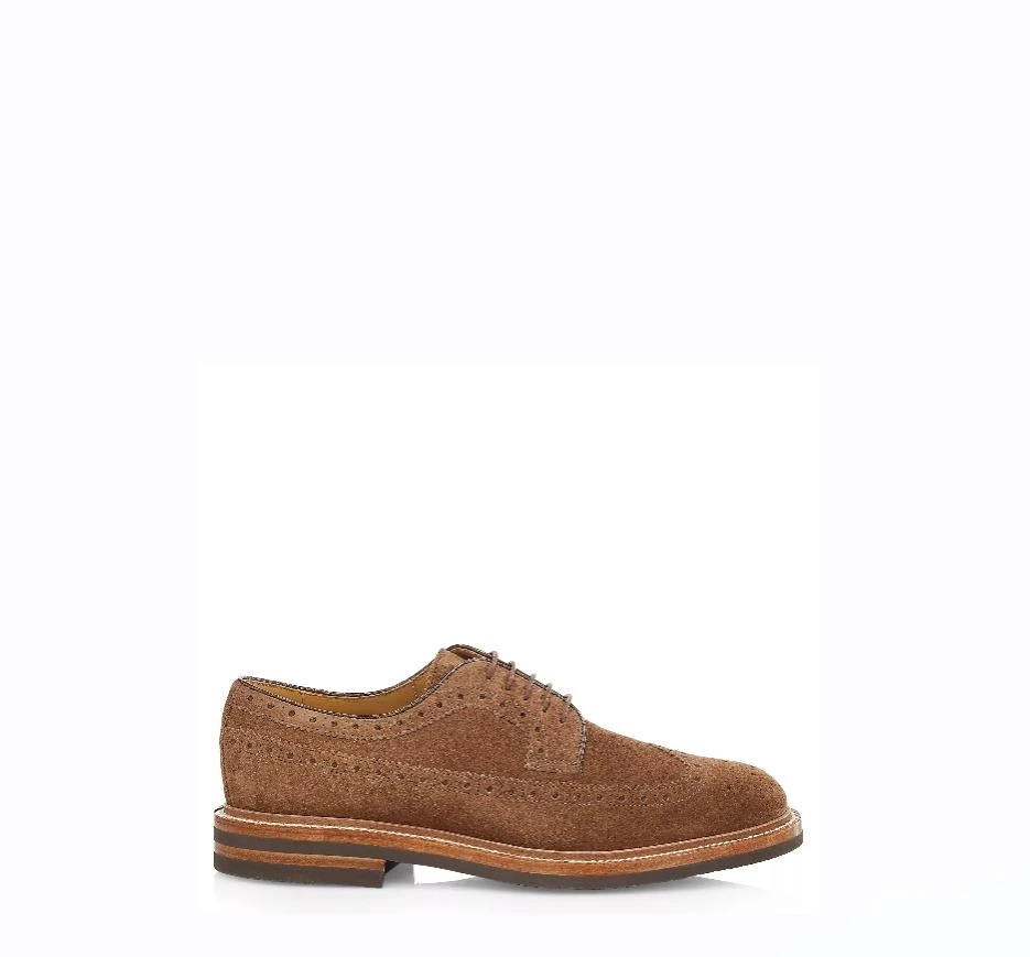 商品Brunello Cucinelli|Mens Suede Lace-Up Brogues in Chestnut,价格¥3574,第4张图片详细描述