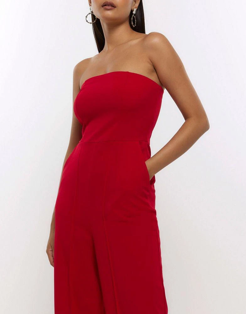 商品River Island|River Island Bandeau jumpsuit in red,价格¥395,第3张图片详细描述