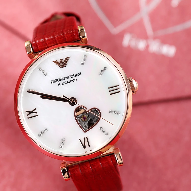 商品[国内直发] Emporio Armani|阿玛尼机械之心系列 腕表 机械机芯 皮革表带 29mm 贝母色表盘 女表 防水时尚潮流,价格¥4776,第6张图片详细描述