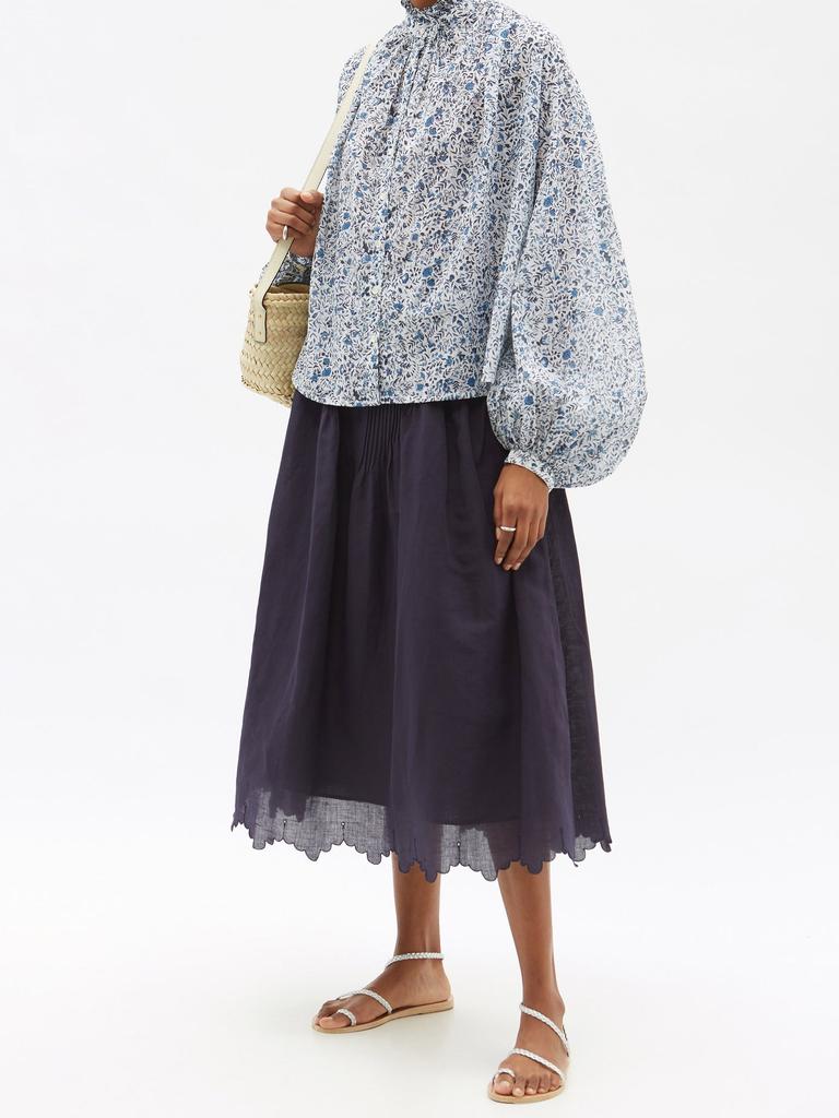 Slava floral-print cotton-voile blouse商品第6张图片规格展示