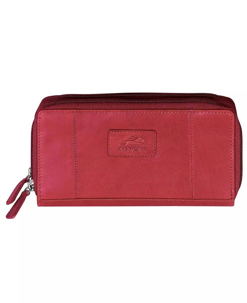 商品Mancini Leather Goods|Casablanca Collection RFID Secure Double Zipper Wallet,价格¥614,第1张图片