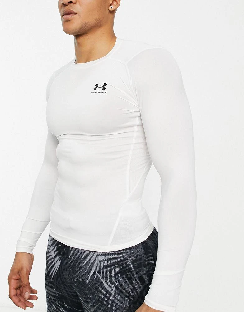 商品Under Armour|Under Armour Training Heat Gear compression long sleeve top in white,价格¥197,第1张图片