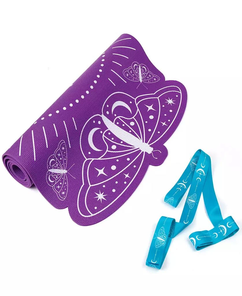 商品Three Cheers For Girls|3C4G - Celestial Yoga Mat Carrying Strap 24" x 60" Mat, Make It Real, Teens Tweens Girls, Purple Mat With Teal Strap, Butterfly Celestial Design, Encourages Fitness Well Being,价格¥187,第4张图片详细描述